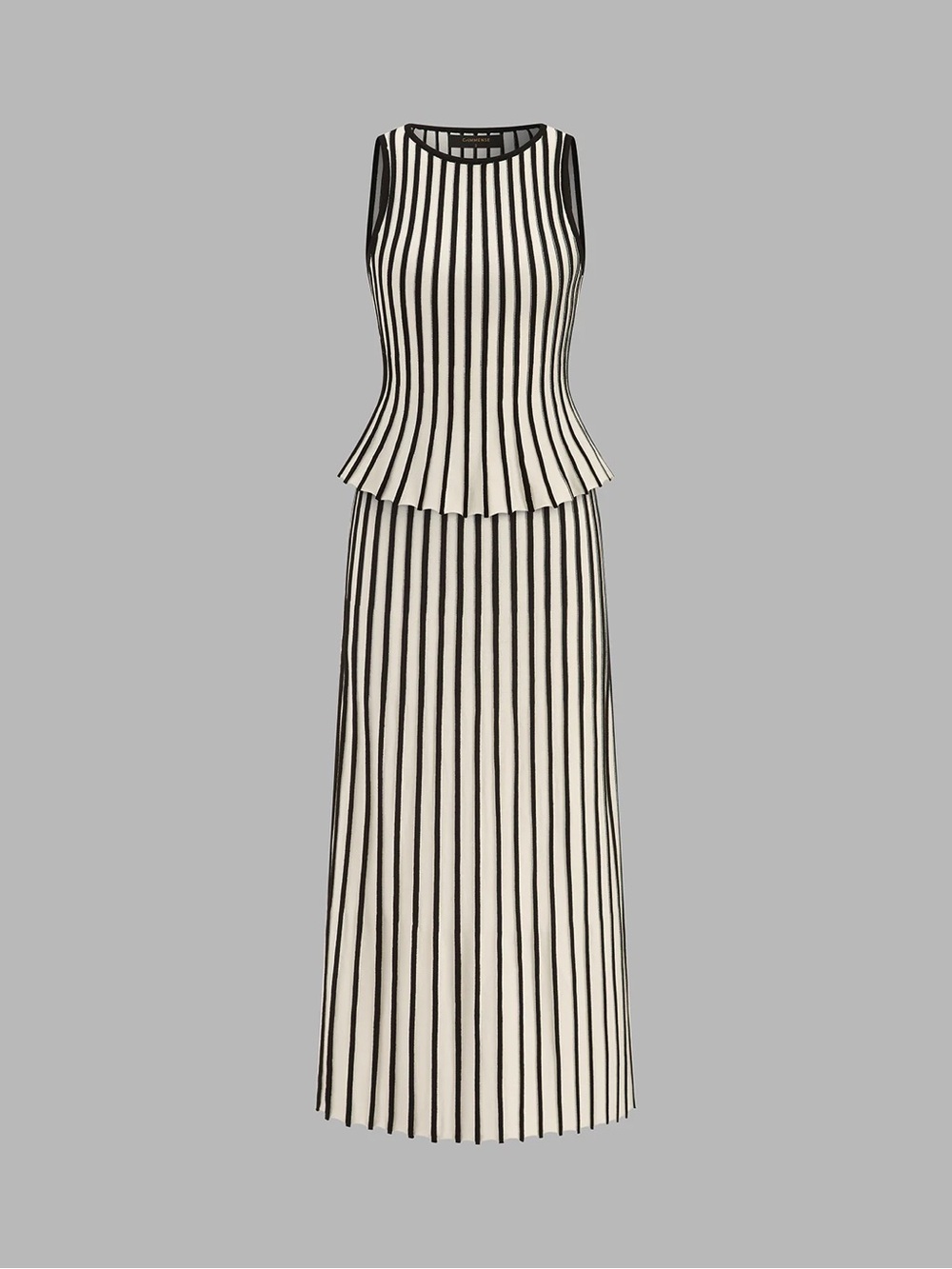Commense Sleeveless two-piece maxi skirt elastic waist with a peplum top